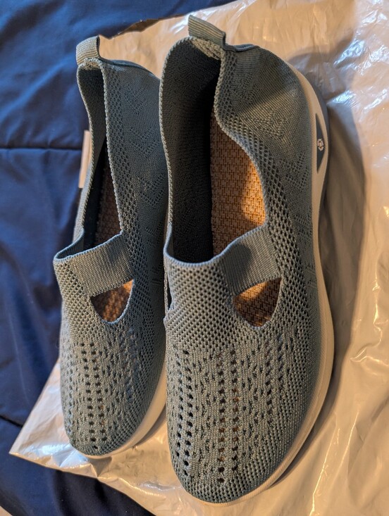 Shoes - Light Blue Knit Slip-On Sneakers Size 7.5